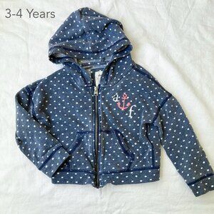 (🎨$3 PLAY) Abercrombie Kids 3-4 Years Girls Toddler Kid Polka Dot Zipper Hoodie